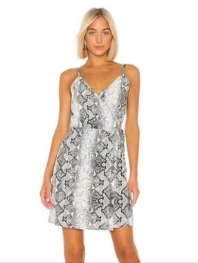 Sanctuary "Wrap It Up" Snake Print  Wrap Dress Black/gray/white Size M